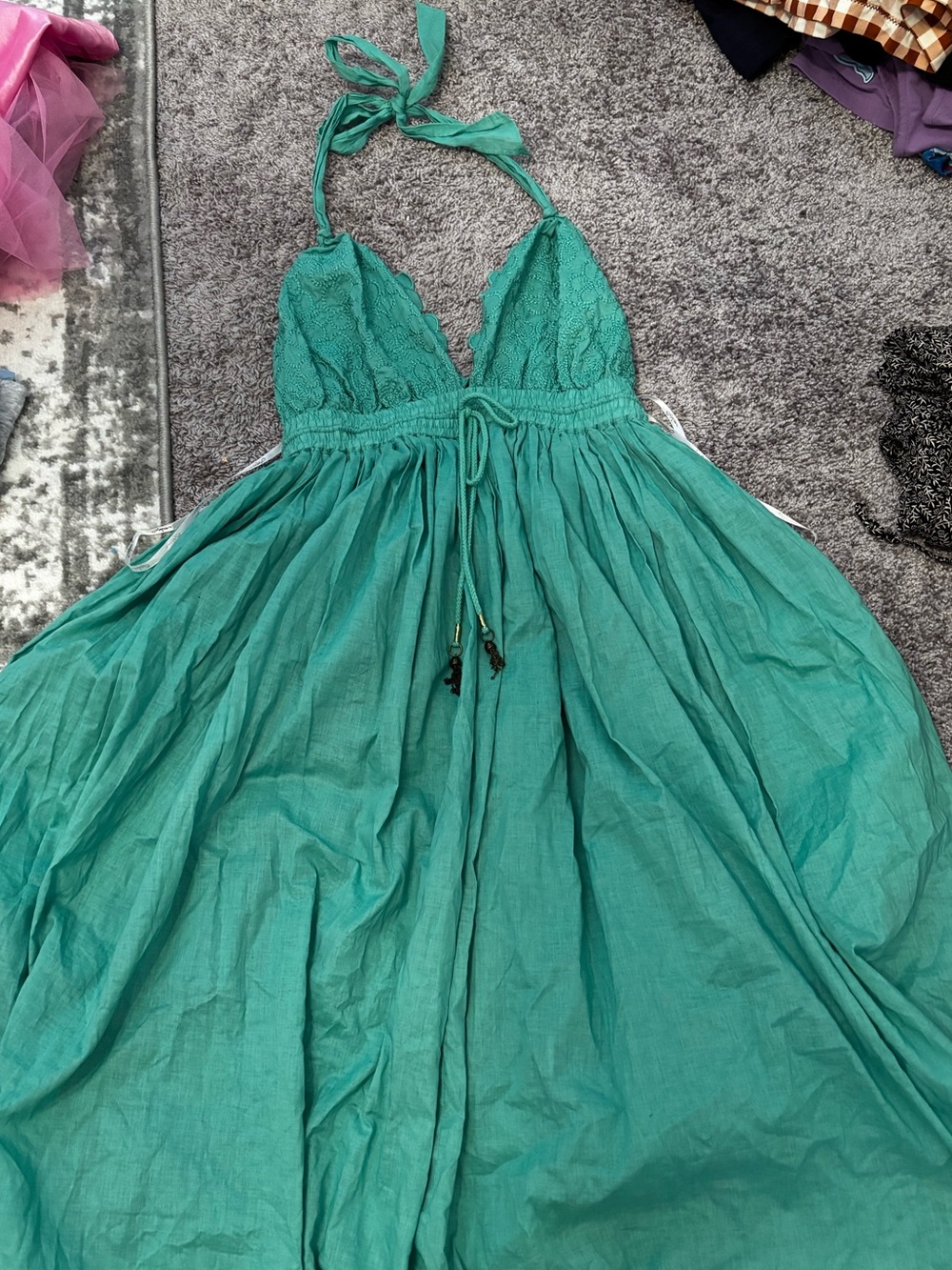Lapis Teal Green Halter Midi Dress